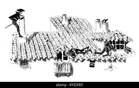 Une illustration intitulée "toits de Madrid" du roman de Benito Pérez Galdós "la Segunda casaca", représentant l'architecture et le paysage urbain de Madrid au XIXe siècle. Banque D'Images