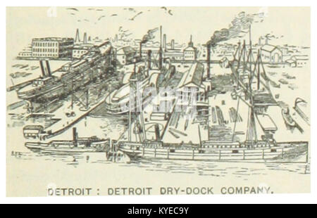 Cette image de 1891 montre la Detroit Dry-Dock Company dans le Michigan. Il met en lumière l'industrie de la construction navale à Détroit, un centre clé pour la construction maritime à la fin du XIXe siècle. Banque D'Images
