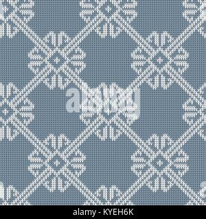 Motif tricoté en norvégien vintage couleur bleu. Motif tricoté sans couture en laine Illustration de Vecteur