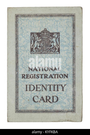 Carte d'identité de l'enregistrement national britannique des années 50 du document Banque D'Images