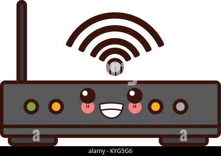 Antenne wifi routeur kawaii cute cartoon Illustration de Vecteur