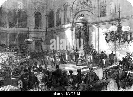 Document enregistrant le serment du roi Léopold II de Belgique le 17 décembre 1865, marquant le début de son règne. Banque D'Images