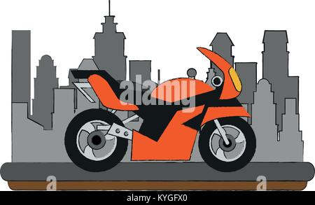 Le sport moto de course dans la ville Illustration de Vecteur
