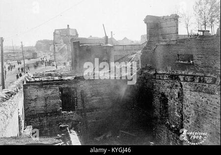Une photographie du 22 juin 1908 montre les conséquences d’un incendie massif à trois-Rivières, au Québec, détruisant plus de 800 bâtiments et remodelant la ville. Banque D'Images