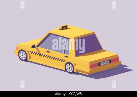 Vector poly voiture de taxi jaune bas Illustration de Vecteur