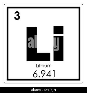 Tableau périodique des éléments chimiques Lithium symbole de la science Banque D'Images