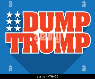 L'atout d'un insigne ou un emblème Dump Vector Design. Rouge Blanc et bleu design typographique qui protestent contre la présidence de Donald Trump avec les mots Dump Trump. Illustration de Vecteur