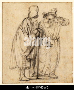 Deux hommes âgés en conversation de Rembrandt Banque D'Images