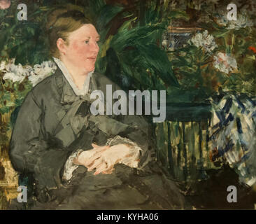 Mme Manet Edouard Manet : dans la véranda (1879) Banque D'Images
