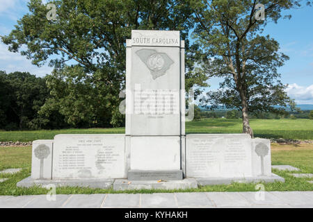 L'état de la Caroline du Sud, Monument de la crête de séminaire, Gettysburg National Military Park, Virginia, United States. Banque D'Images