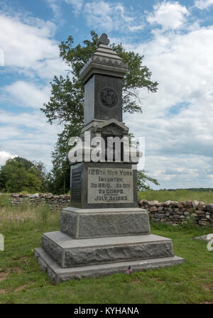 La 126e d'infanterie de New York Monument, Gettysburg National Military Park, Virginia, United States. Banque D'Images