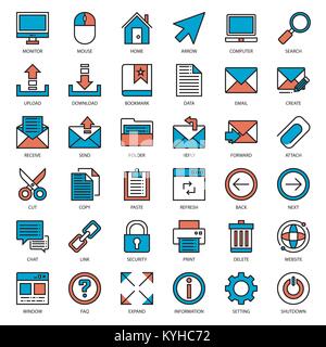 Ensemble de l'icône de connexion e-mail, isolé sur fond blanc Illustration de Vecteur