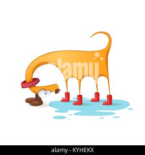 Funnu, mignon, crazy yellow dog. Illustration de Vecteur