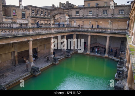 Bains romains, Bath, Somerset, Angleterre, Royaume-Uni Banque D'Images