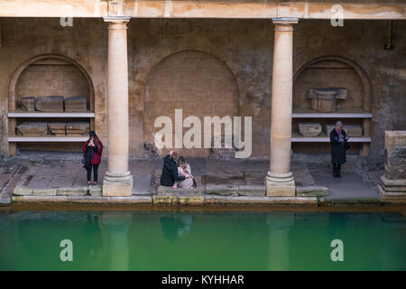 Bains romains, Bath, Somerset, Angleterre, Royaume-Uni Banque D'Images