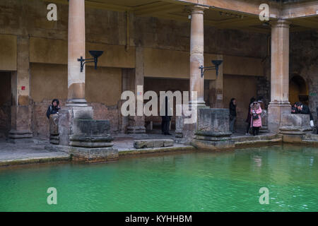 Bains romains, Bath, Somerset, Angleterre, Royaume-Uni Banque D'Images