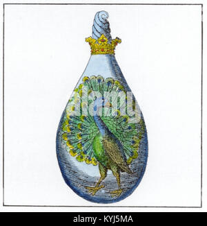 L'image 16 de 'Splendor Solis' représente Vénus représentée comme la queue de paon, partie d'un manuscrit alchimique illustrant une imagerie symbolique. Banque D'Images