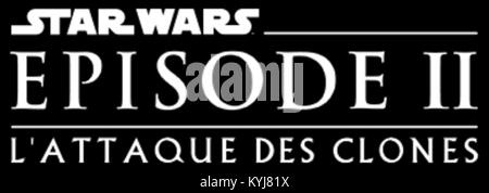 Logo pour Star Wars Episode II : Attack of the clones, qui fait partie de la franchise de films Star Wars et du branding visuel. Banque D'Images