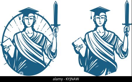 L'éducation, services juridiques d'un logo. Notaire, juge, avocat ou icône Symbole. Vector illustration Illustration de Vecteur