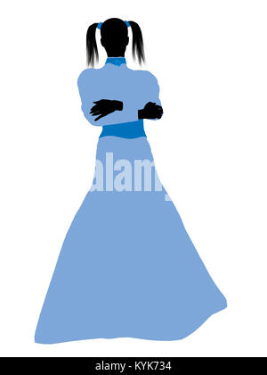 Wendy de Peter Pan illustration silhouette sur un fond blanc Banque D'Images