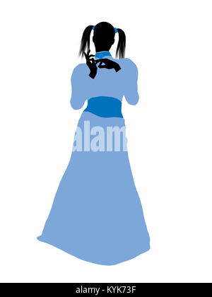 Wendy de Peter Pan illustration silhouette sur un fond blanc Banque D'Images