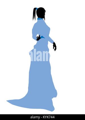 Wendy de Peter Pan illustration silhouette sur un fond blanc Banque D'Images