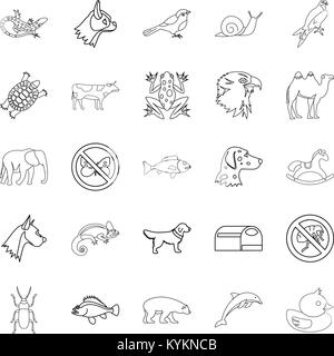 Darling icons set style du contour, Illustration de Vecteur