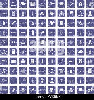 Agent 100 icons set grunge sapphire Illustration de Vecteur