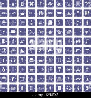 100 outfit icons set grunge sapphire Illustration de Vecteur