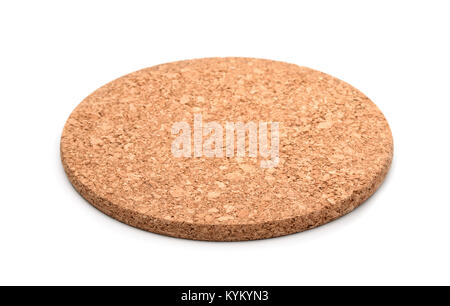 Cork coaster ronde isolated on white Banque D'Images