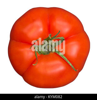 Boeuf bio tomate beefsteak ou isolé sur fond blanc, vue du dessus Banque D'Images