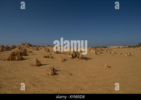 LANCELIN, l'Australie, WA / Western Australia - 19 décembre 2017, les pinacles au Parc National de Nambung, le Parc National de Nambung . Le calcaire comp Banque D'Images