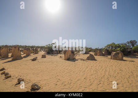 LANCELIN, l'Australie, WA / Western Australia - 19 décembre 2017, les pinacles au Parc National de Nambung, le Parc National de Nambung . Le calcaire comp Banque D'Images