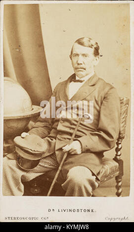 Photo carte de visite du Dr David Livingstone, explorateur et missionnaire anglais, prise par la London Stereoscopic & Photographic Company, vers le XIXe siècle. Banque D'Images