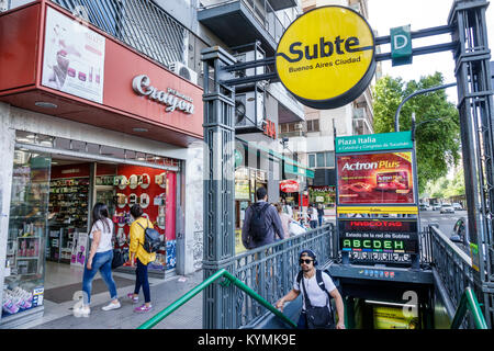 Buenos Aires Argentina,Palerme,Buenos Aires Underground,Subte,Mass Transit,système de métro,entrée,Plaza Italia station,hispanique,ARG171119174 Banque D'Images