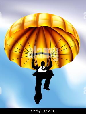 Golden Parachute Businessman Concept Illustration de Vecteur