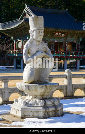 Le temple Woljeongsa dans la montagne Odaesan, Corée du Sud Banque D'Images