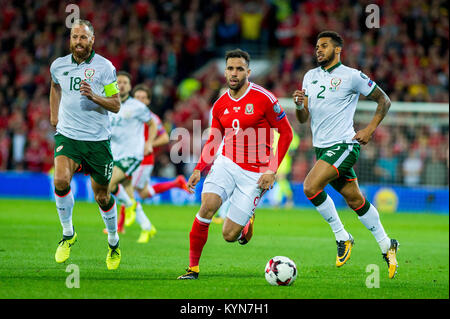 CARDIFF, WALES - 09 OCTOBRE : Hal Robson-Kanu de galles (Aahead ) Centre de la Coupe du Monde de qualification entre l'Irlande et au Cardiff City Stadium le 09 octobre 2017 à Cardiff, Pays de Galles. Banque D'Images