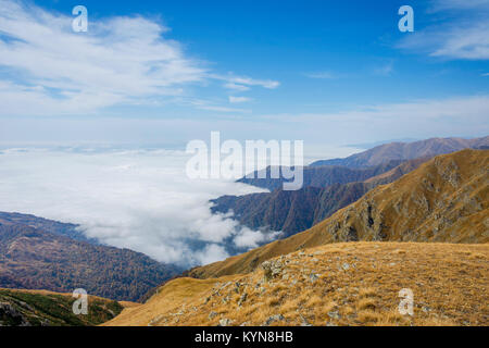 Montagnes d'or et mer de nuages, parc national Lagodekhi, Géorgie Banque D'Images