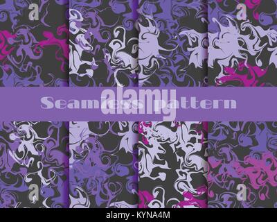En seamless pattern set. Aquarelle sur papier marbré. S'appuyant sur l'eau. Grunge textures. Mélange de peintures. Vector illustration Illustration de Vecteur