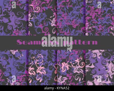 En seamless pattern set. Aquarelle sur papier marbré. S'appuyant sur l'eau. Grunge textures. Mélange de peintures. Vector illustration Illustration de Vecteur