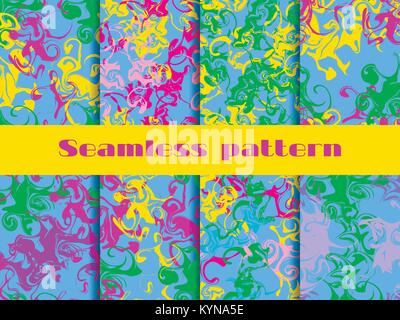 En seamless pattern set. Aquarelle sur papier marbré. S'appuyant sur l'eau. Grunge textures. Mélange de peintures. Vector illustration Illustration de Vecteur