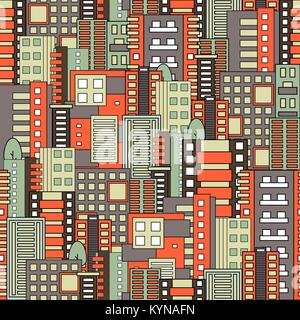 Quartier résidentiel de modèle sans couture Illustration de Vecteur