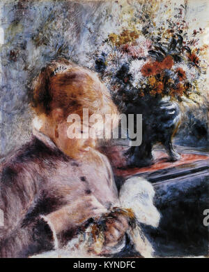 Pierre-Auguste RENOIR - Jeune femme couture 1879 Banque D'Images