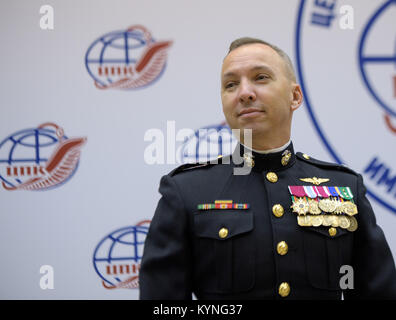 Expedition 52 Randy Bresnik ingénieur de vol de la NASA est vu lors d'une conférence de presse à l'équipage de centre d'entraînement des cosmonautes Gagarine (GCTC), lundi 10 juillet 2017 à la Cité des étoiles, en Russie. Crédit photo : NASA/Bill Ingalls) Banque D'Images