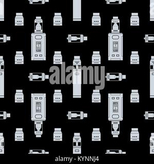 Vector design monochrome gris divers rebuildable larmiers et atomiseurs tank vape types ANR RDTA mécanique RTA EBR mod ADN illustrations périphériques seamles Illustration de Vecteur