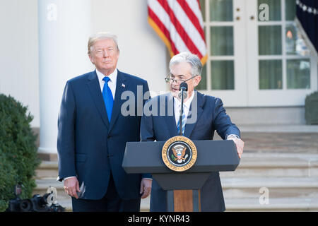 Le 2 novembre 2017, le président Donald Trump a nommé Jerome Powell président de la réserve fédérale, marquant un moment important dans la politique monétaire américaine. Banque D'Images