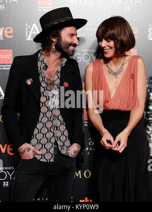 Leiva, Anna Castillo et Belén Cuesta pendant une séance de candidatures pour le 32ème Prix annuel de Goya à Madrid, lundi 15 janvier, 2018 Crédit : Gtres información más Comuniación sur ligne, S.L./Alamy Live News Banque D'Images