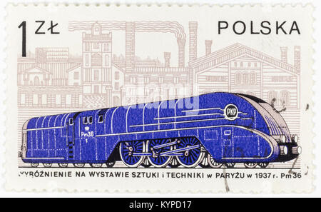 Pologne - circa 1978 : un timbre-poste imprimé en Pologne affiche l'ancienne locomotive polonaise pm 36 de 1937, vers 1978 Banque D'Images