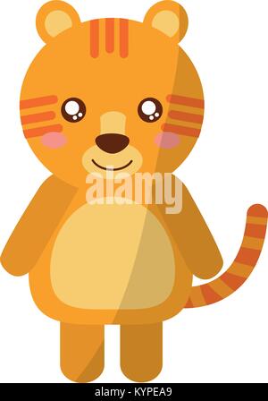 Tiger animal cute cartoon permanent de la faune Illustration de Vecteur